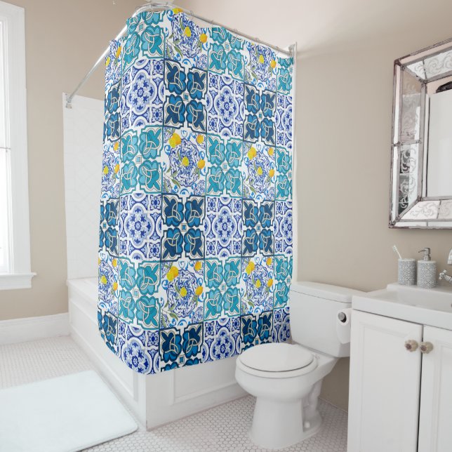 Italian style  ,vibrant     shower curtain (In Situ)
