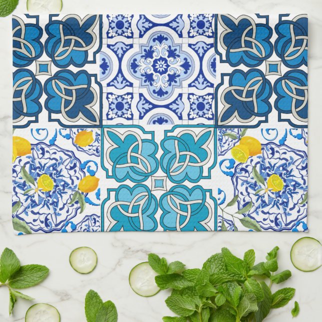 Italian style  ,vibrant   tea towel (Folded)