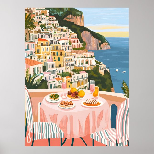 Italian Summer Amalfi Coast Acrylic Wall Art  (Front)