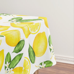 Italian Summer Citrus Botanical Lemon Tablecloth