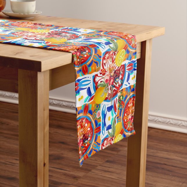 Italian,summer,citrus,floral motifs   long table runner (In Situ)