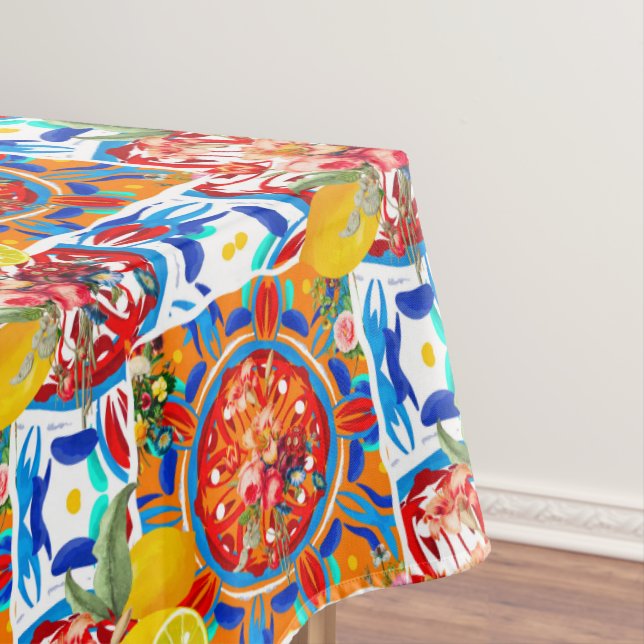 Italian,summer,citrus,floral motifs  tablecloth (In Situ)