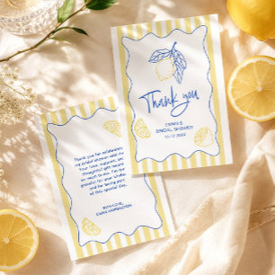 Italian Summer Citrus Lemon Bridal Shower Thank You Card