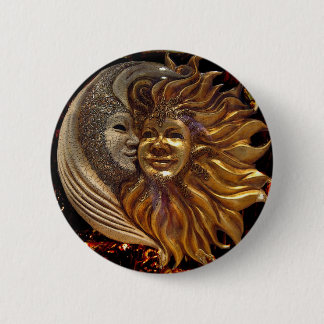 Italian Sun & Moon Carnaval Masks 6 Cm Round Badge