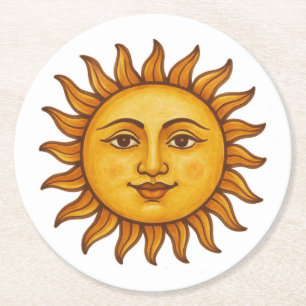 Italian Sunface Round Paper Coaster