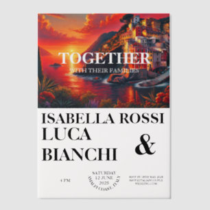 Italian Sunset Coastal Bold Watercolor Landscape  Vellum Invitations
