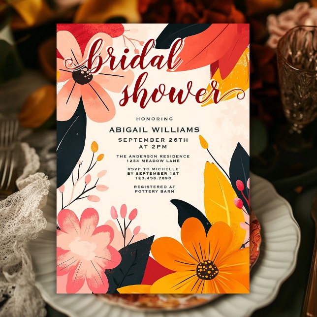 Italian Sunset Inspired Floral Bridal Shower Invitation (Italian Sunset Inspired Floral Bridal Shower Invitation)