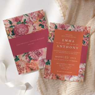Italian Sunset Modern Floral Wedding Invitation