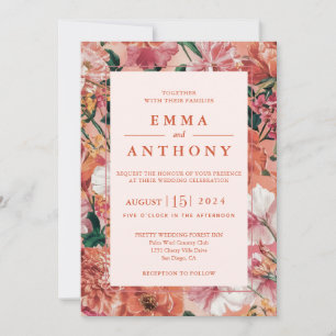 Italian Sunset Modern Floral Wedding Invitation