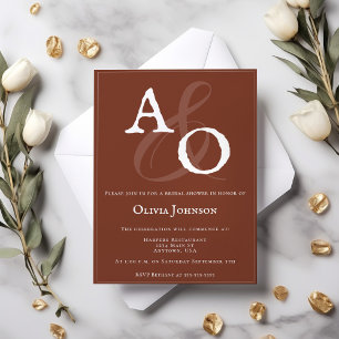 Italian Sunset Orange Minimalist Monogram Bridal Invitation
