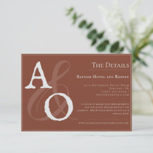 Italian Sunset Orange Minimalist Monogram Wedding Enclosure Card