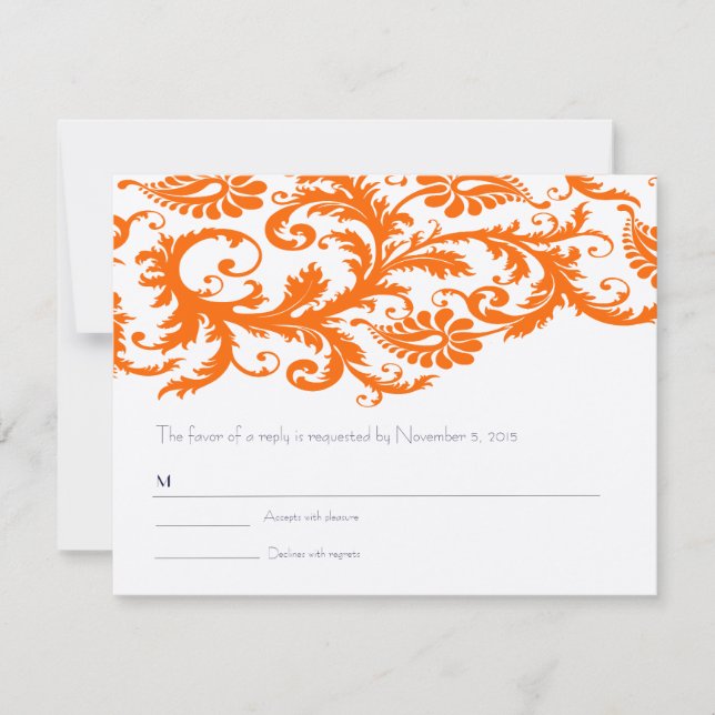 Italian Sunset Terracotta Orange Damask RSVP  (Front)