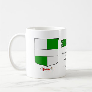 Italian Surname Bianchi Heraldic Shield and Blazon Coffee Mug
