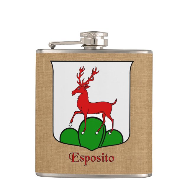 Italian Surname Esposito  Heraldic Shield Hip Flask (Front)