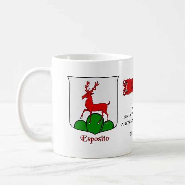 Italian Surname Esposito Heraldic Shield n Blazon Coffee Mug (Left)