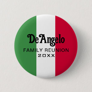 Italian Surname Name Custom Flag Colours Reunion 6 Cm Round Badge