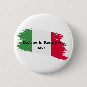 Italian Surname Name Custom Flag Colours Reunion 6 Cm Round Badge