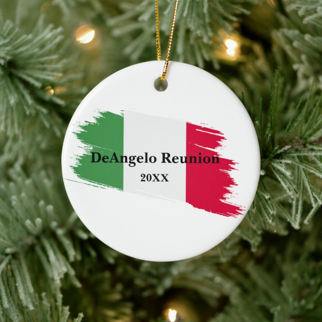 Italian Surname Name Custom Flag Colours Reunion Ceramic Tree Decoration (Tree)