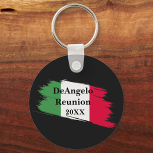 Italian Surname Name Custom Flag Colours Reunion Key Ring