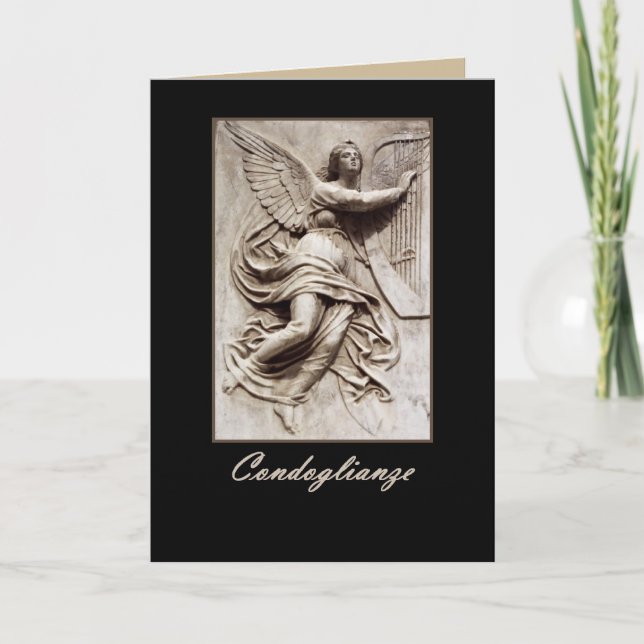 Italian Sympathy - Condoglianze - Angel with Harp Card (Front)