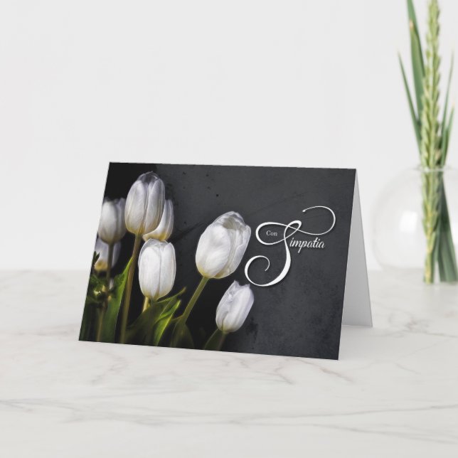Italian Sympathy White Tulips Bouquet Distressed Card (Front)