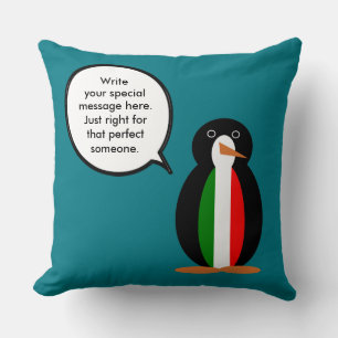 Italian Talking Ms Penguin Personalised  Cushion