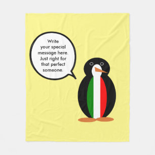 Italian Talking Ms Penguin Personalised  Fleece Blanket