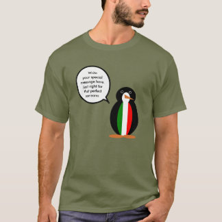 Italian Talking Ms Penguin Personalized Text Men's T-Shirt