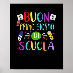 Italian Teacher Happy First Day Of School Back To Poster
