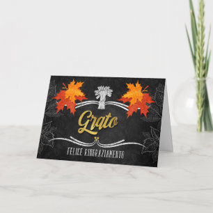Italian Thanksgiving Grateful Blessings Chalk Holiday Card