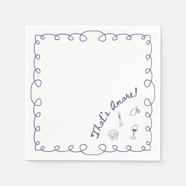 Italian "That's Amore" Engagement Bridal Napkins (Front)