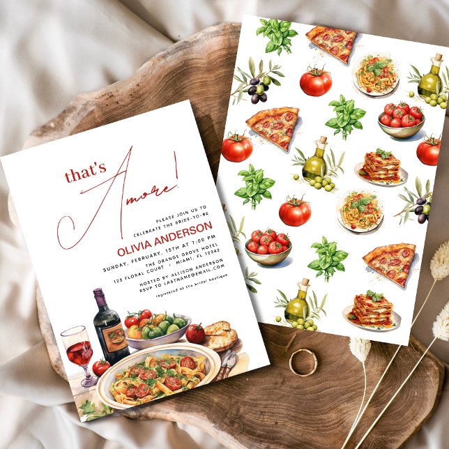 Italian That's Amore! Watercolor Bridal Shower Invitation (Creator Uploaded)