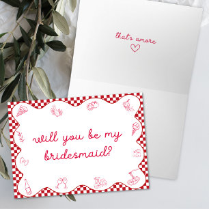 Italian That's Amore Wavy Bridesmaid Proposal  Card