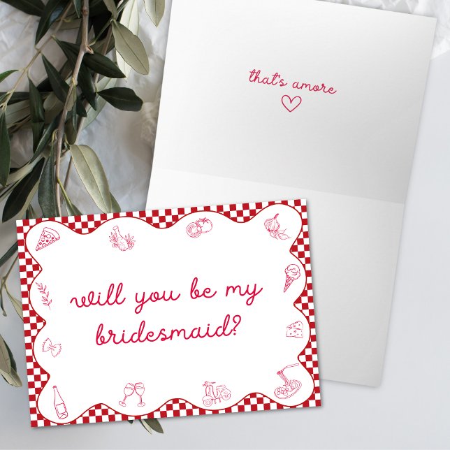 Italian That's Amore Wavy Bridesmaid Proposal  Card (Creator Uploaded)