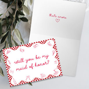 Italian That's Amore Wavy Maid of Honour Proposal  Card