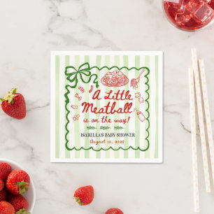 Italian Theme Baby Shower Green Bow Napkin