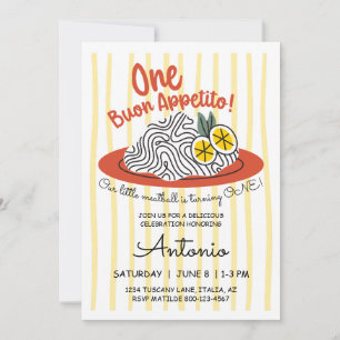 Italian Theme Pasta Food Ciao One 1st Birthday Invitation