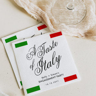 Italian Themed Dinner Engagement Party Napkin