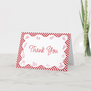 Italian-Themed Red Chequered Bridal Shower Thank You Card