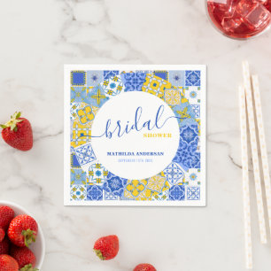 Italian Tile Frame Bridal Shower Script Napkin