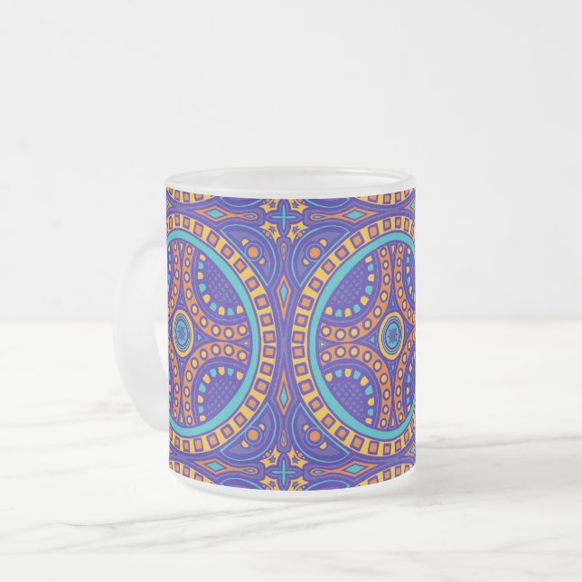 italian Tile Frosted Glass Coffee Mug (Front Left)