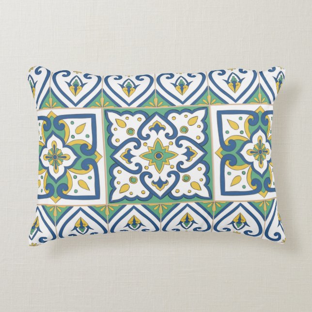 Italian Tile Pattern – Sicilian ceramic Decorative Cushion (Front)