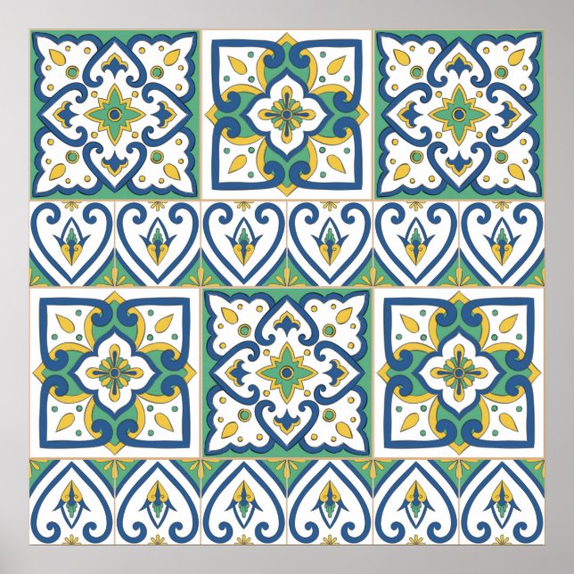 Italian Tile Pattern – Sicilian ceramic Poster (Front)