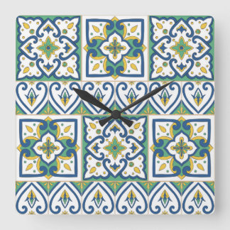 Italian Tile Pattern – Sicilian ceramic Square Wall Clock