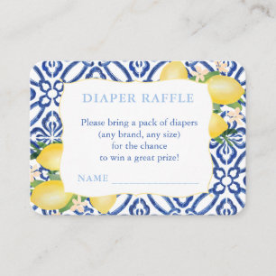 Italian Tiles And Lemons Baby Shower Diaper Raffle Enclosure Card