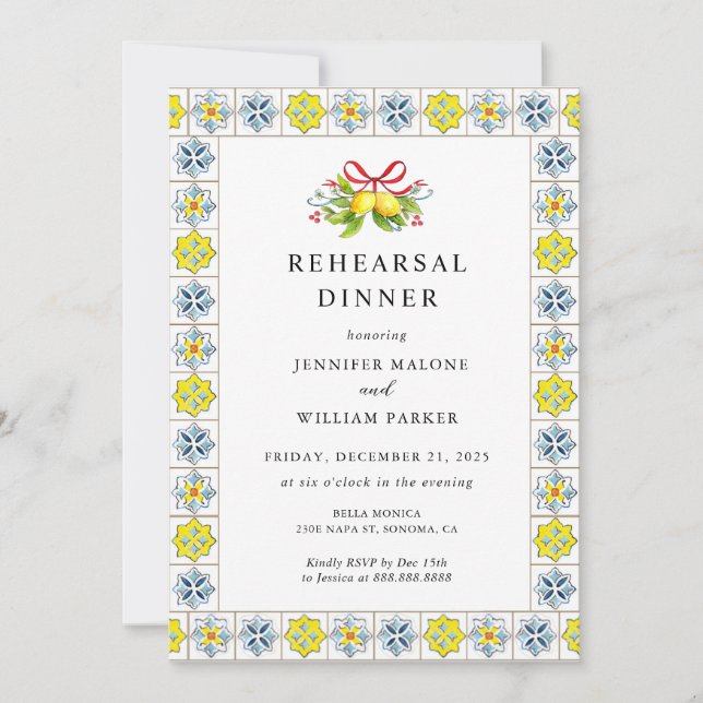 Italian tiles and Lemons  Invitation (Front)