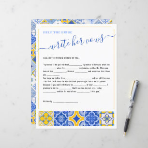 Italian Tiles Bridal Shower Vows Game