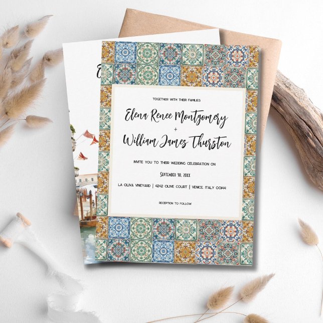 Italian Tiles Destination Wedding Invitation (Creator Uploaded)