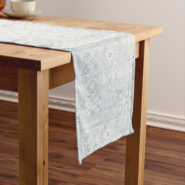 Italian tiles (inspiration from Tuscany) - white a Long Table Runner (In Situ)