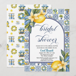 Italian Tiles Lemon Theme Summer Bridal Shower Invitation